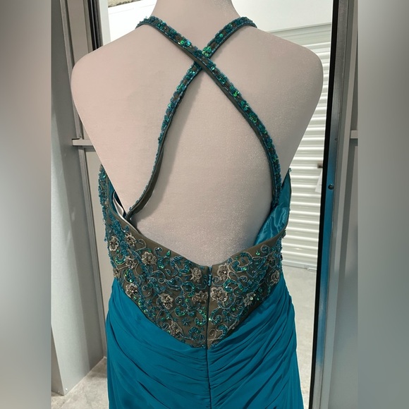 Beyond Jovani Blue Sequin High Low Ruffle Formal Dress 12 Pageant Prom Fairycore - Picture 7 of 12